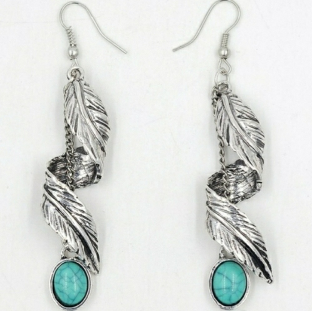 New Silver Leaf Dangle Earrings